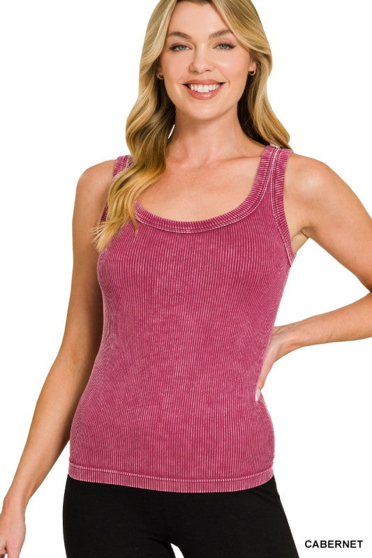 Rustic Earth 2-Way Neckline Ribbed Tank (8 colors)