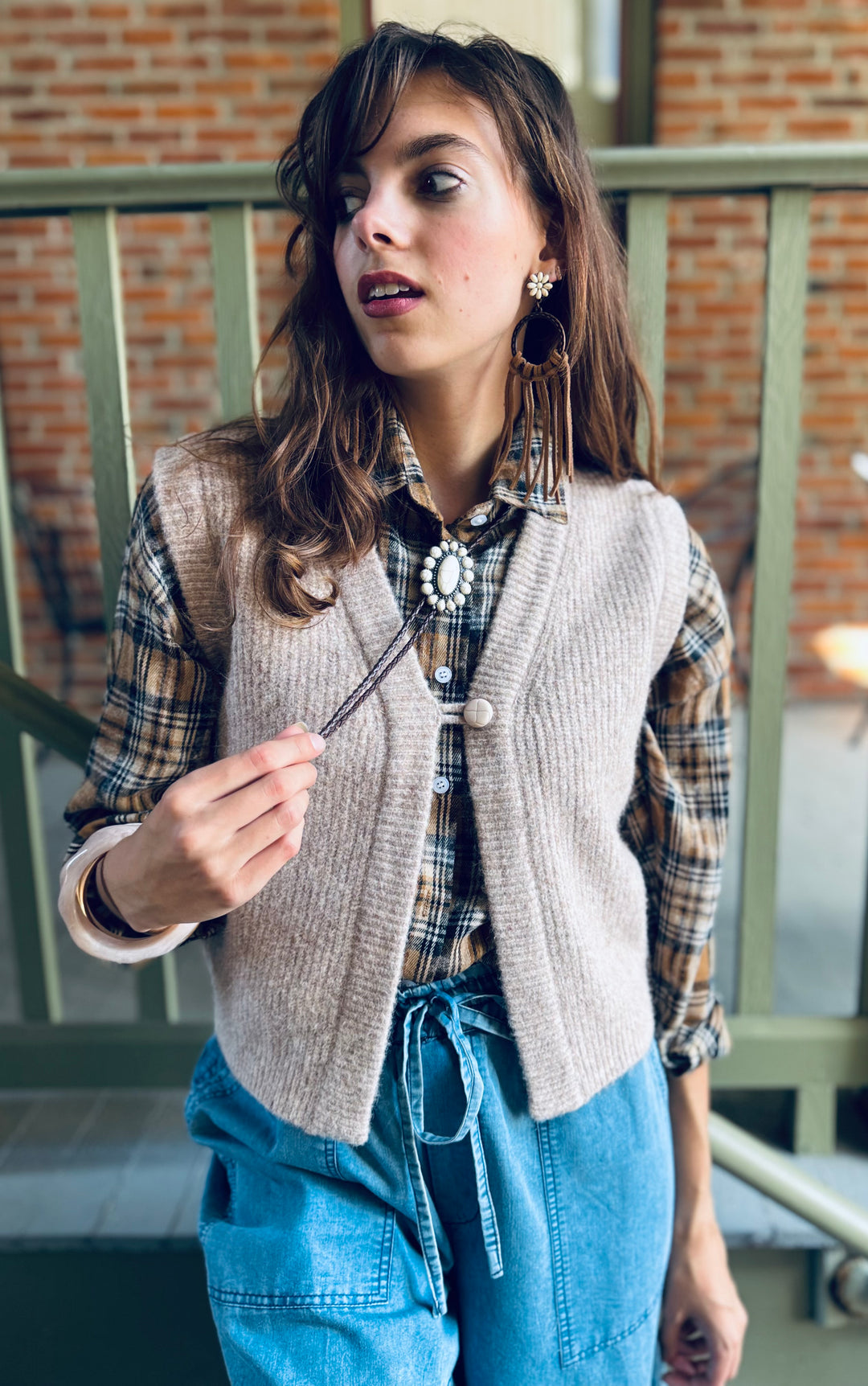 Cozy Up Oatmeal Knit Button Up Vest