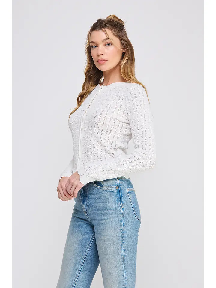 Off-White Pointelle Scalloped Cardigan