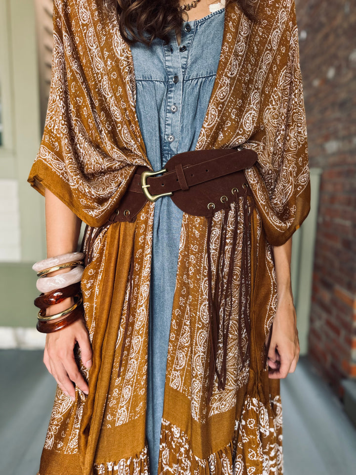 Airy Paisley Drape Kimono