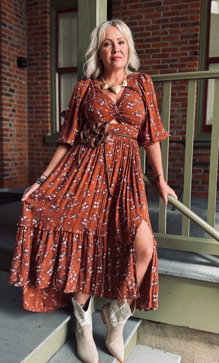 Fall Feel Rust Maxi Dress