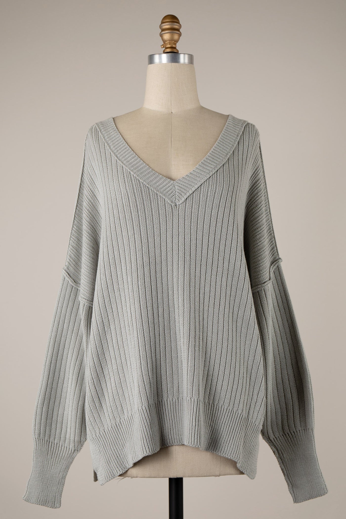 Inside Out V-Neck Light Weight Sweater- Mint