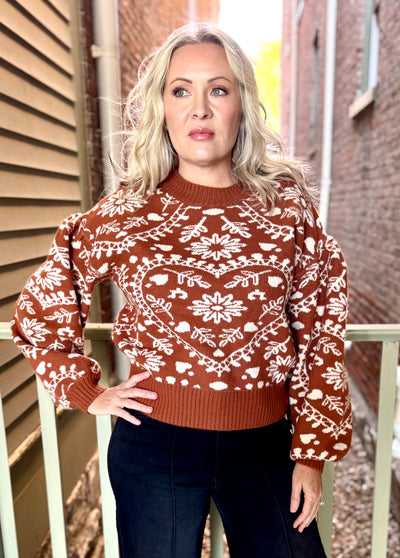 Jacquard Heart Sweater - Butternut