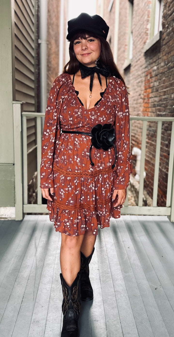 Rust  Fall Goddess Mini Dress