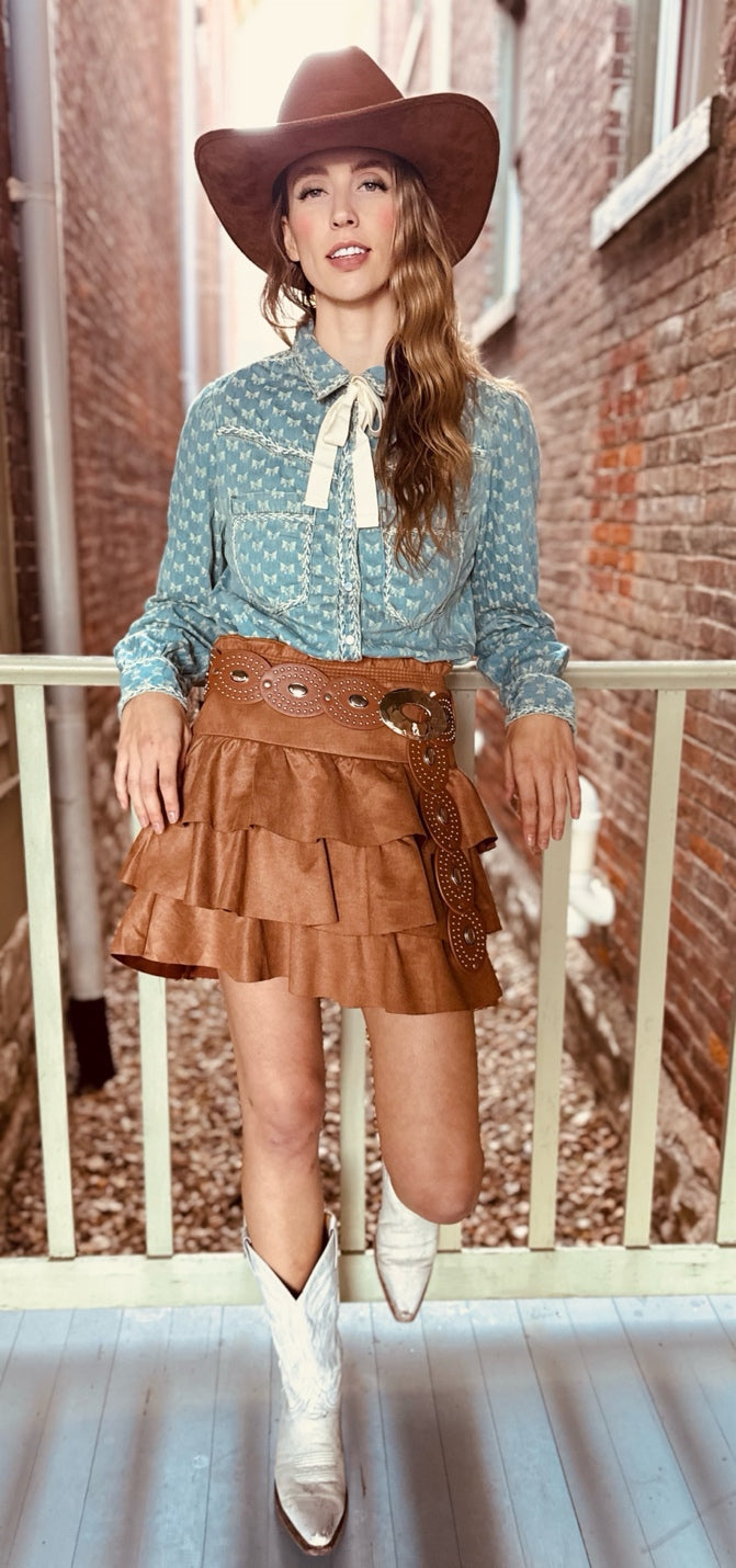 Western Bow Textured Top