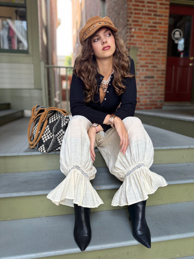 Cropped Cream Bloomer Pants