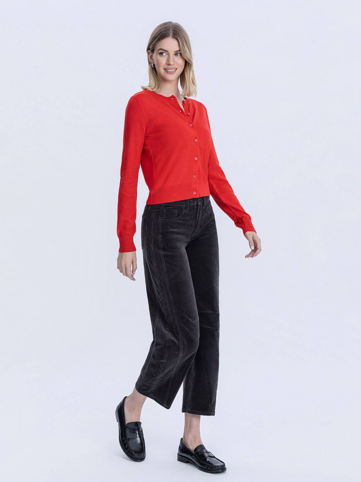 Katie Dark Grey Corduroy Barrel Pants by Vervet