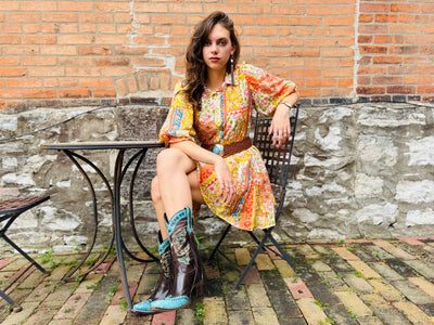Brick Paisley Shirt Dress