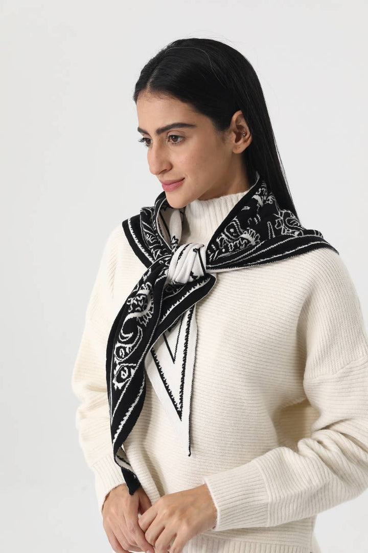 Paisley Knit Triangle Scarf Head Wrap (2 Colors)