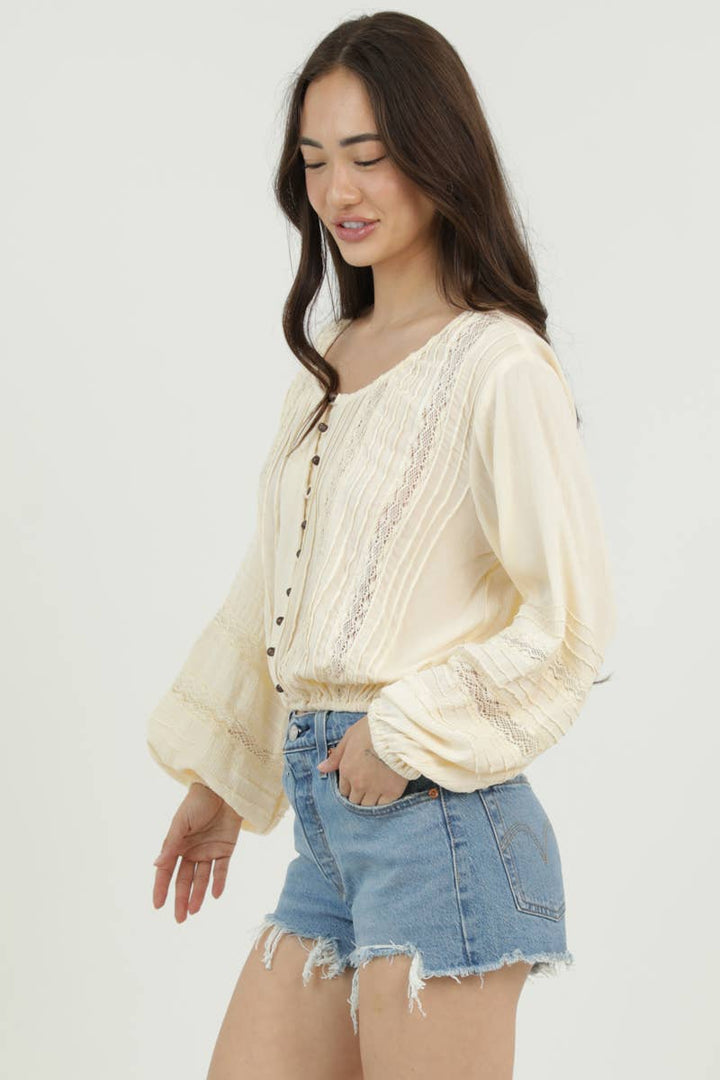 Delicate Lace Peasant Blouse