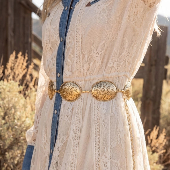 Oval Floral Concho Belt (2 Colors)