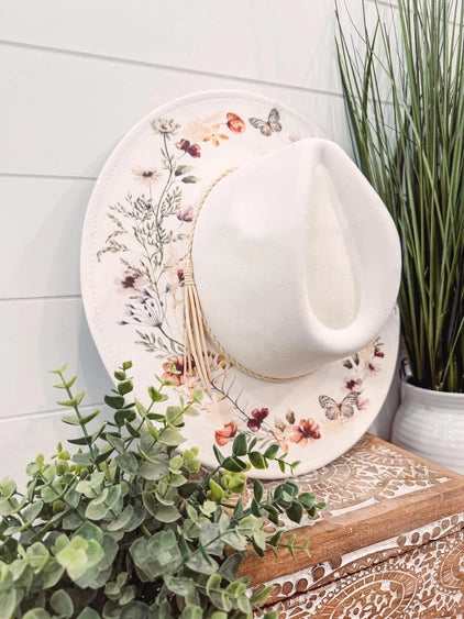Ivory Butterfly Escape Cowboy hat~ Rancher