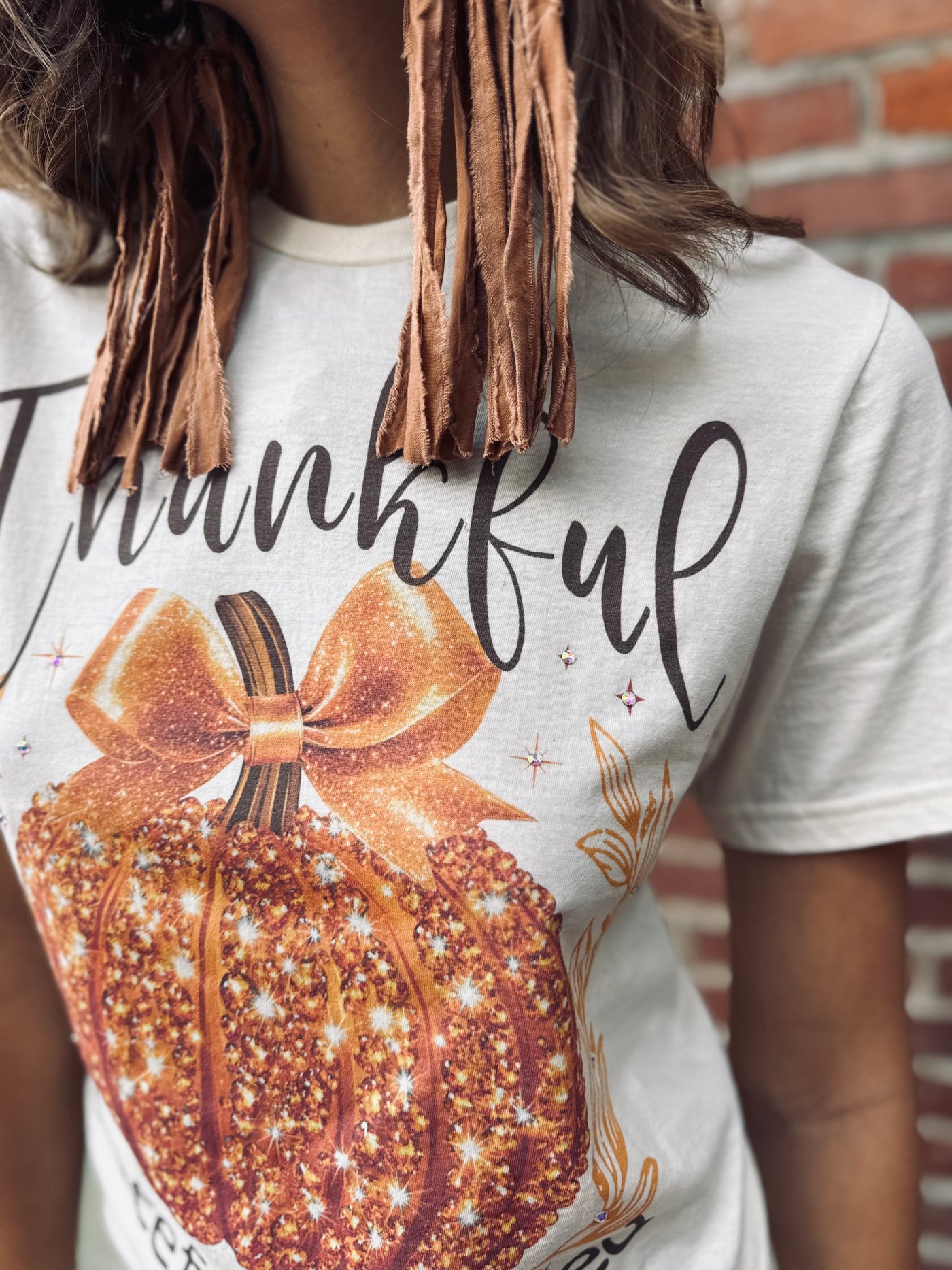Thankful Rhinestone Pumpkin Tee