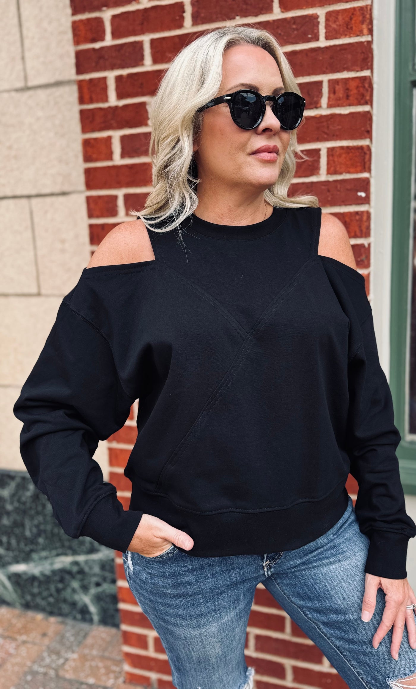 Playful Edge Black Knit Top