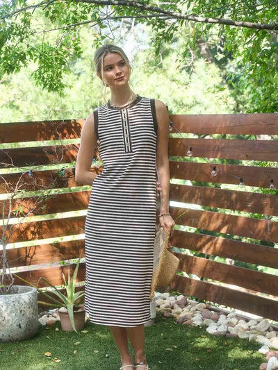 striped tank midi dress Henley Striped Tank Midi Dress