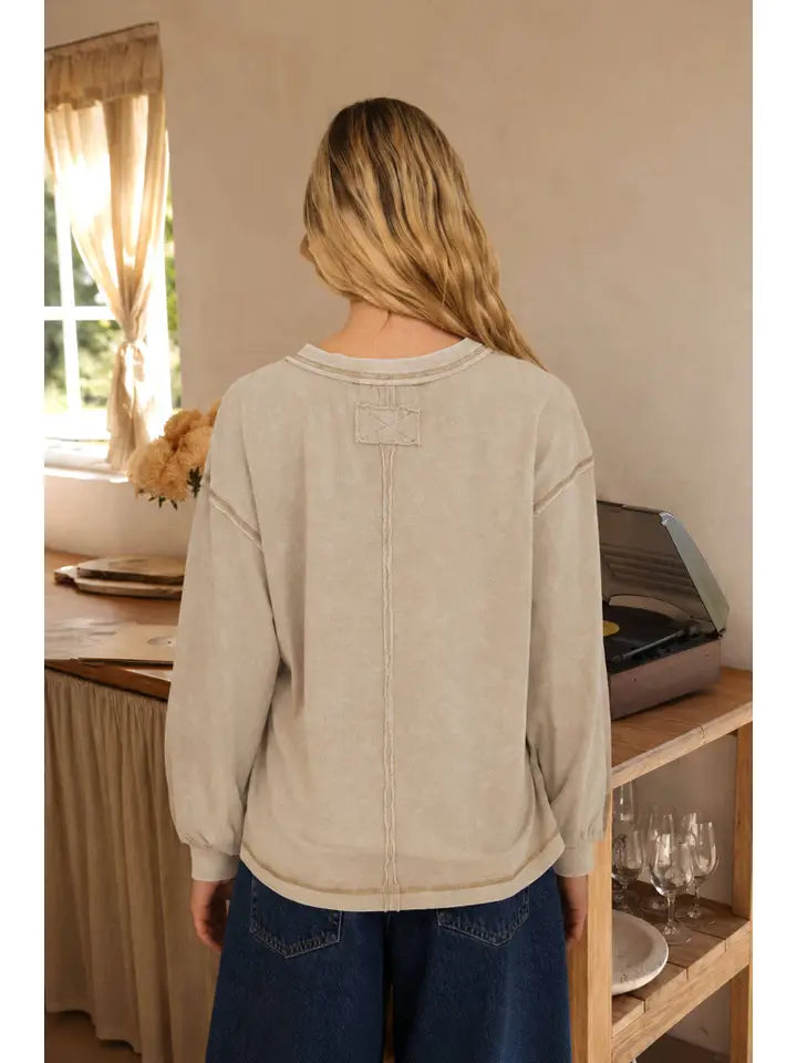Mocha Inverted Seam Knit Top
