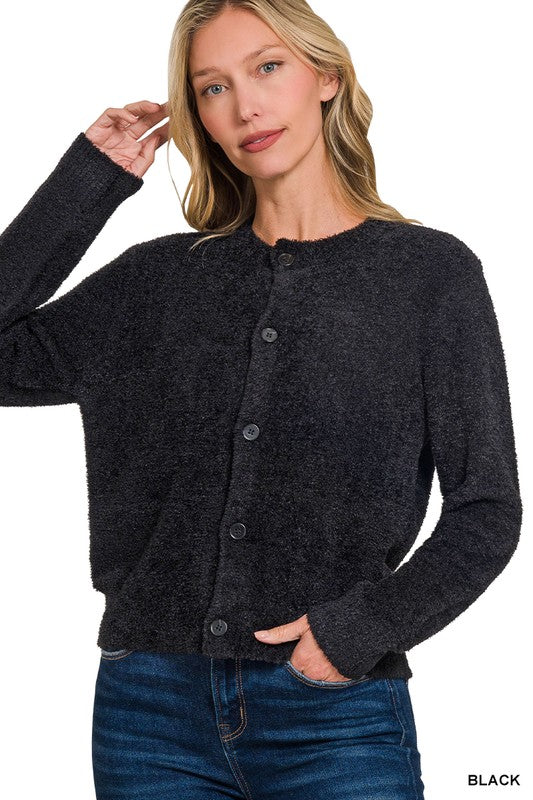 Alice Fuzzy Cardigan - Black