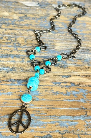Chandler Chain Necklace with Peace Charm