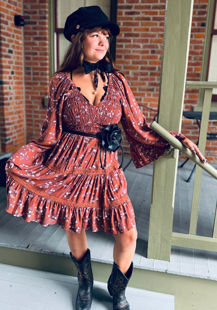 Rust  Fall Goddess Mini Dress