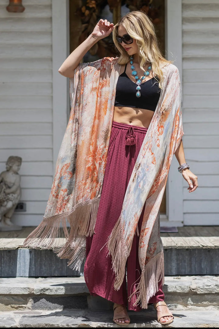 Santa Fe Watercolor Fringe kimono