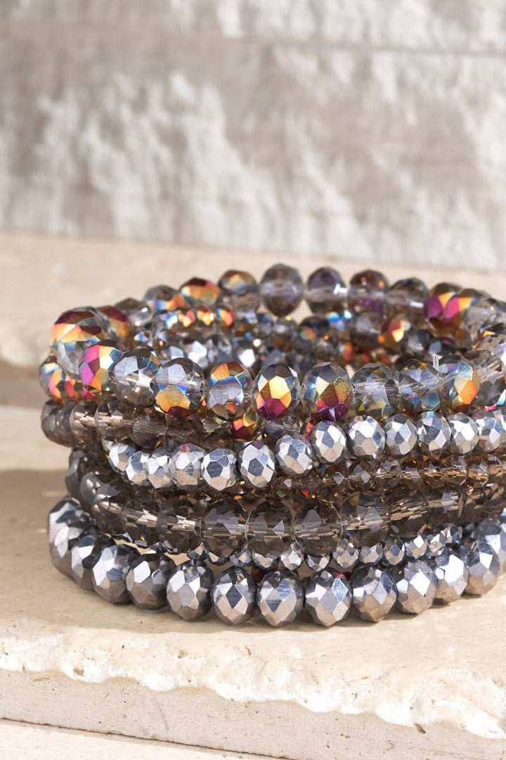 Glass Bead 9 Set Bracelet (4 Colors)