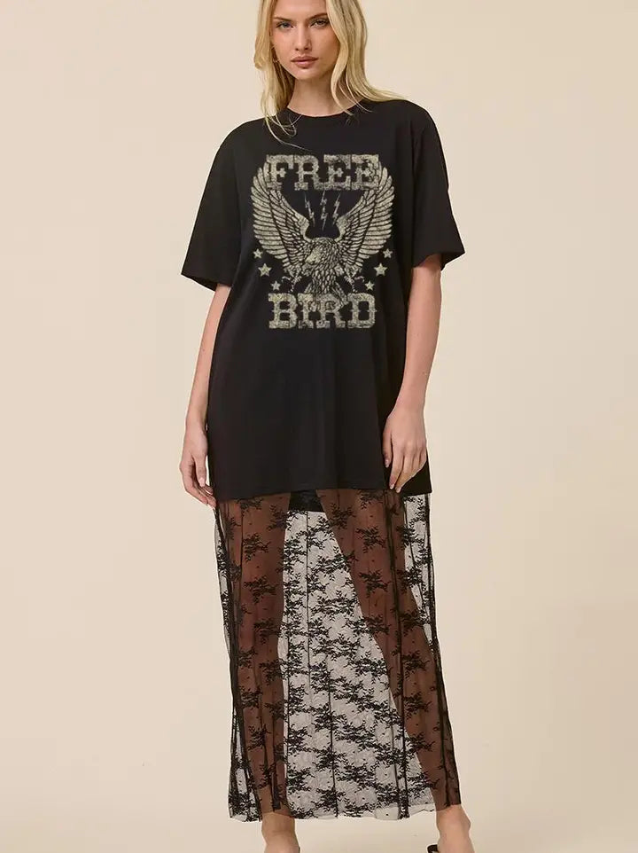 Free Bird Mono Lace T-Shirt Dress
