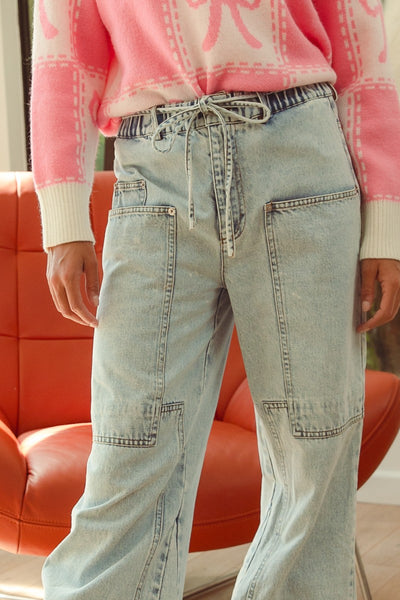 Free Spirited Y2K Pocket Detail Denim Pants