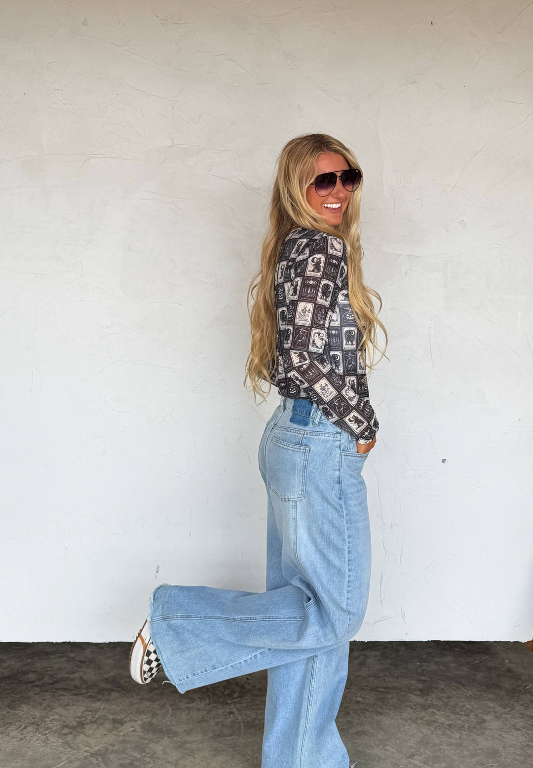 Cowboy Ghost Mesh Long Sleeve Top