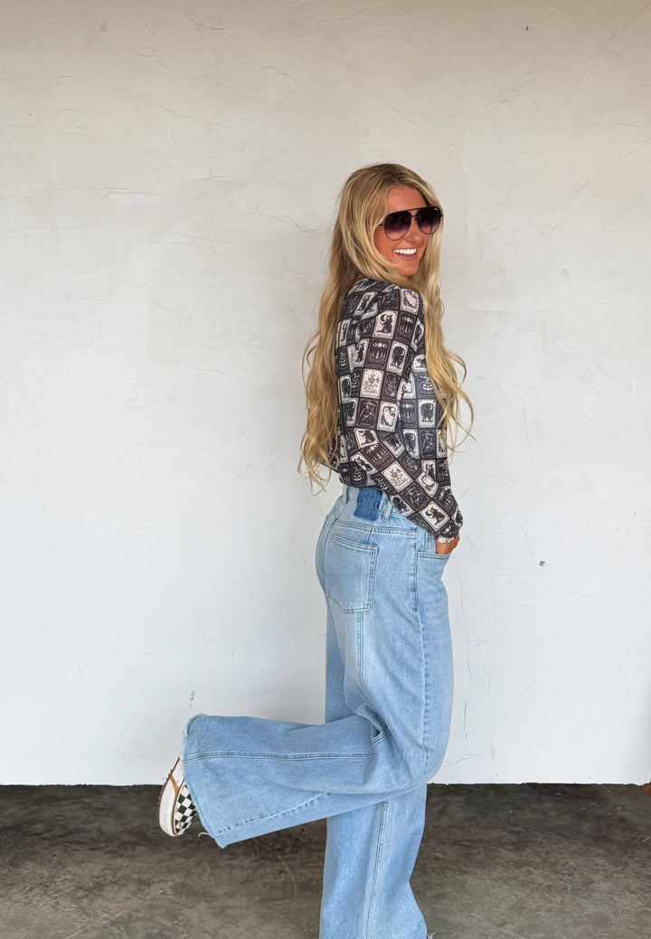 Cowboy Ghost Mesh Long Sleeve Top