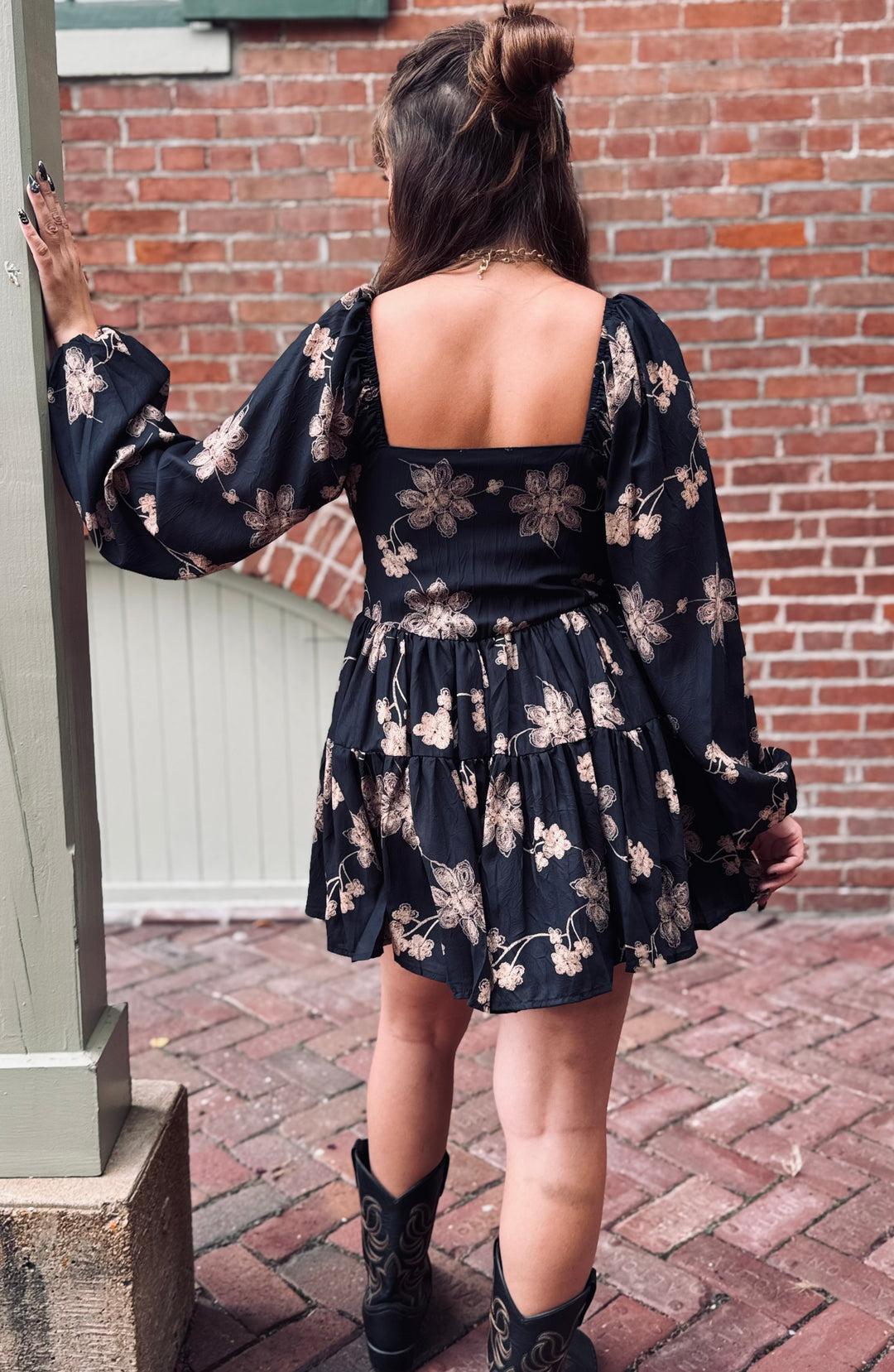 Long Night Bubble Sleeve Tiered Romper
