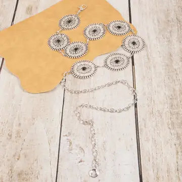Stone Sunburst Metal Concho Belt