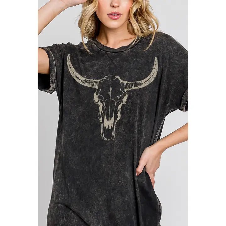 Black Desert Skull Mineral T Shirt Dress