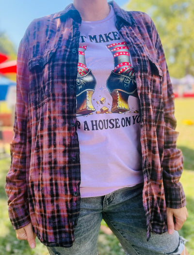 Don't Make Me Drop A House on You Purple Tee