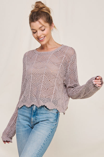 Modern Pointelle Knit Sweater (3 colors)