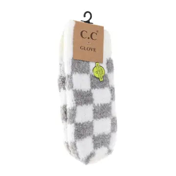Boucle Checkered Mittens