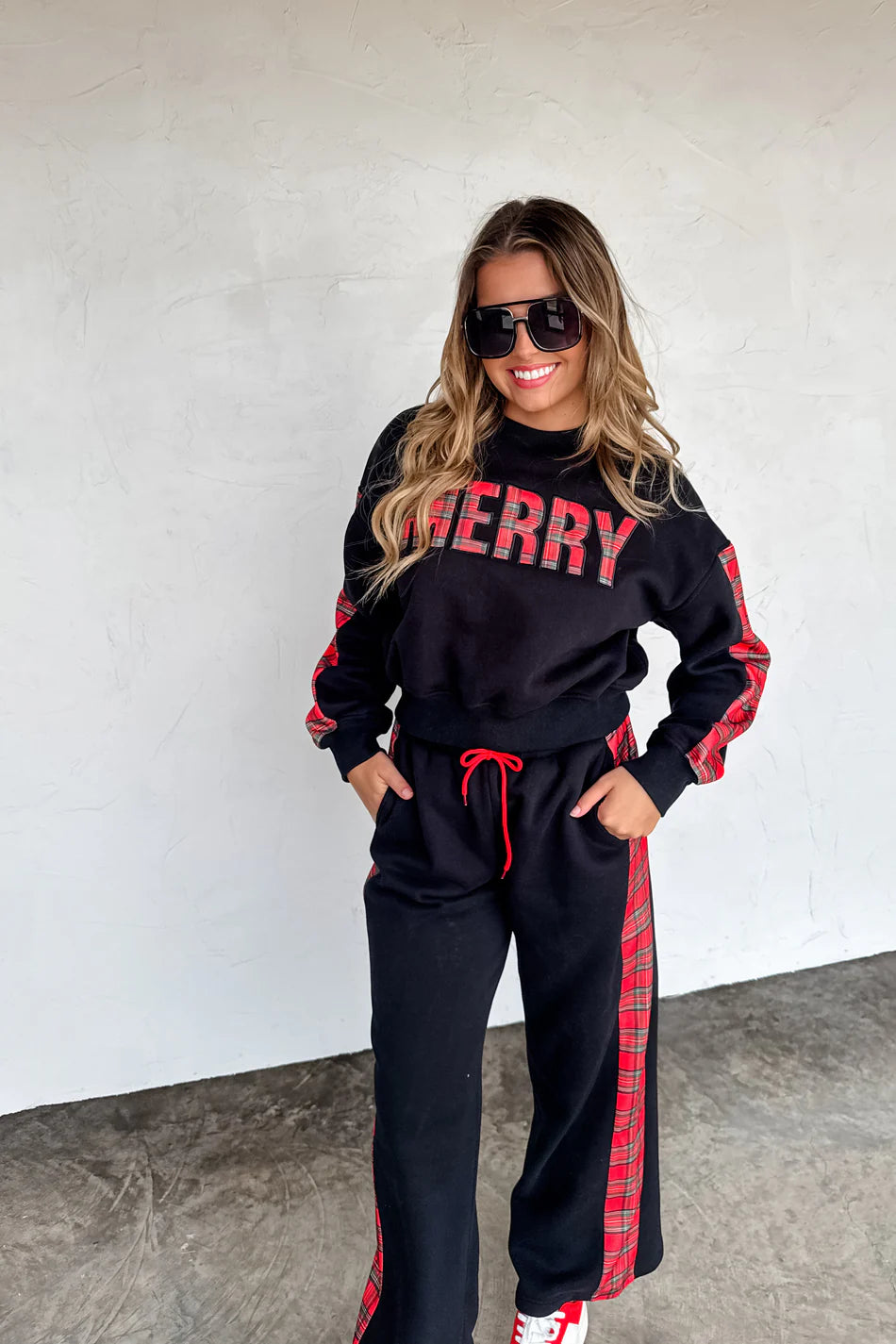 Merry Plaid Pants Set