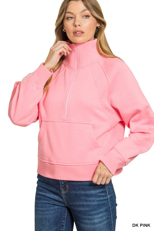 Scuba Half Zip Pullover - Dark Pink
