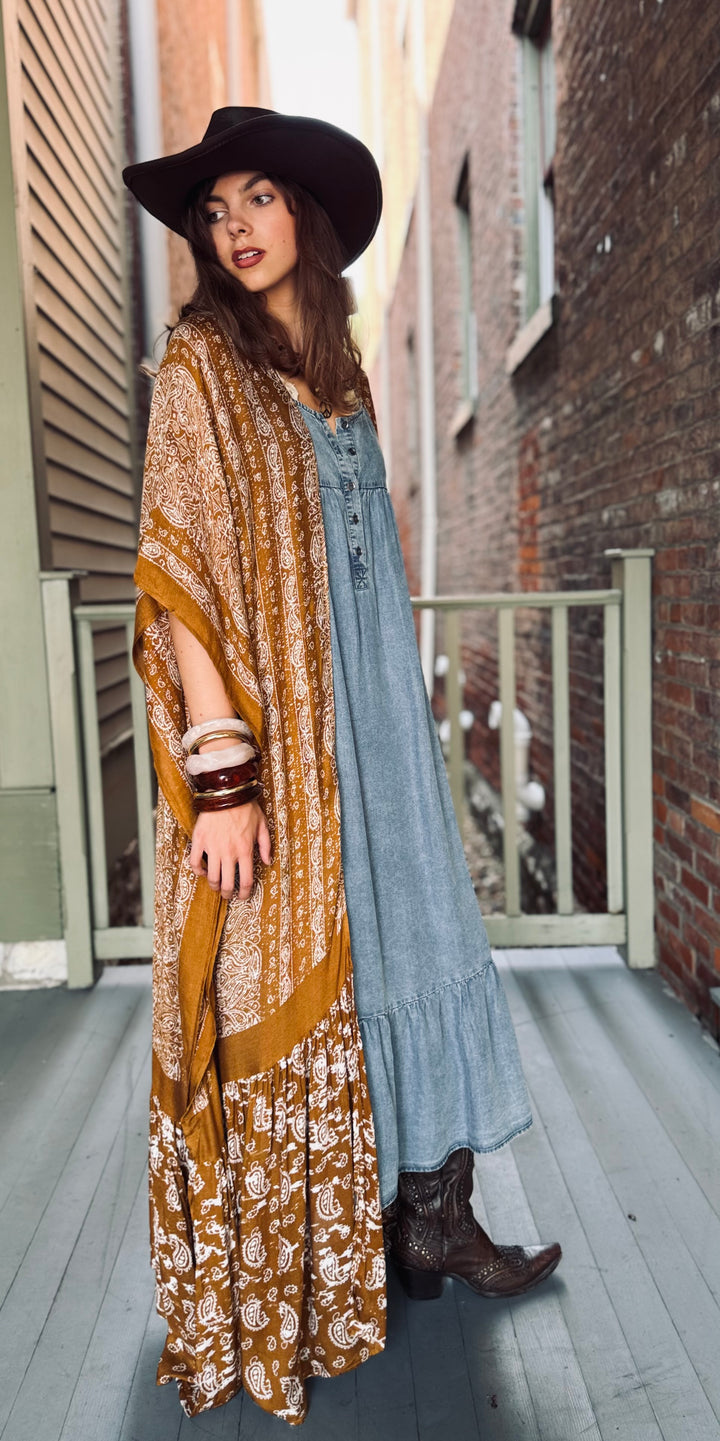 Airy Paisley Drape Kimono