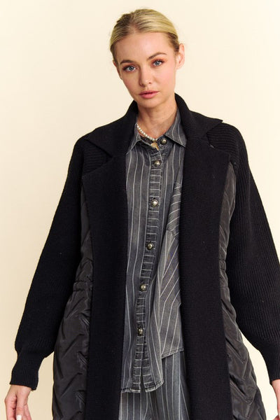Stay Cozy Quilted Long Jacket - Black