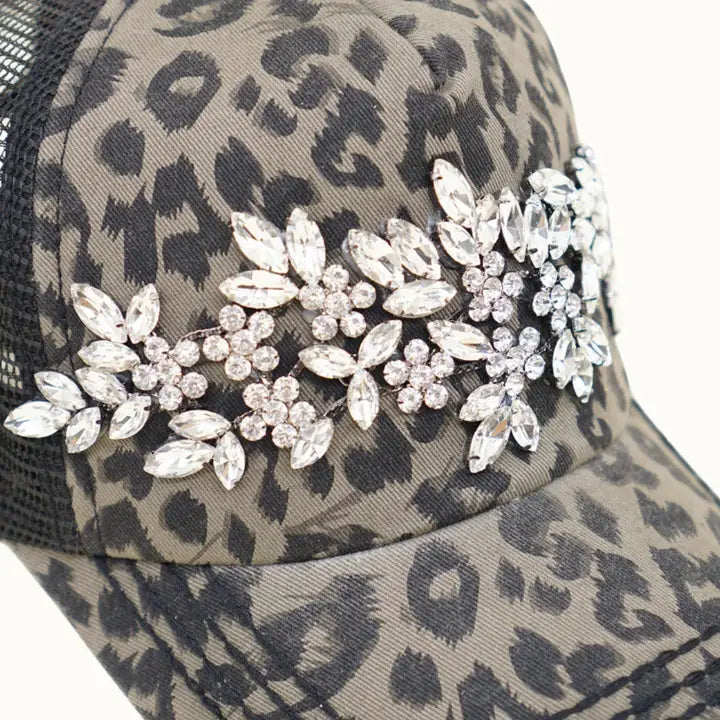 Floral Glitz Leopard Trucker Hat