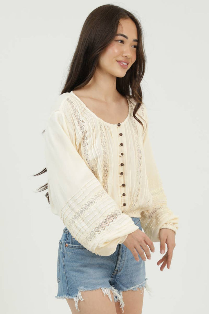 Delicate Lace Peasant Blouse