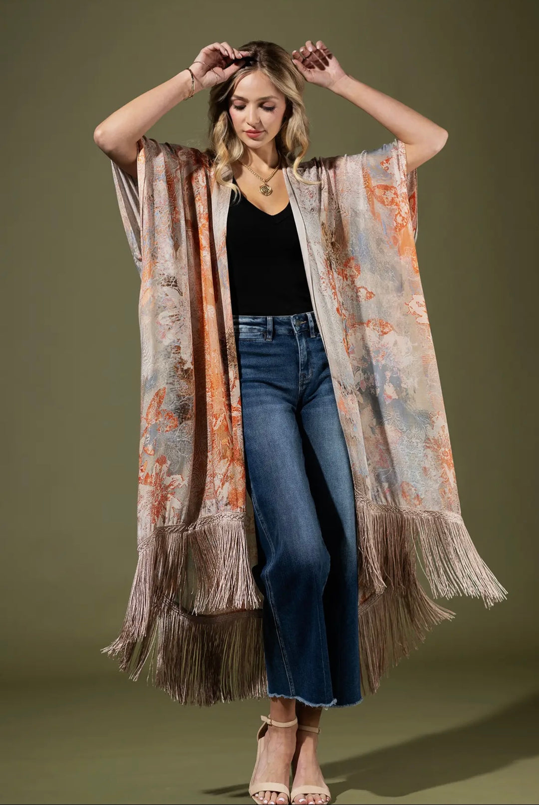 Santa Fe Watercolor Fringe kimono
