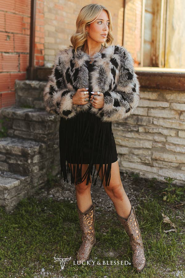 Marbled Faux Fur Statement Jacket