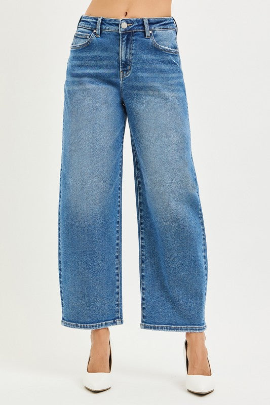 Amour Medium Wash Barrel Jean by Risen