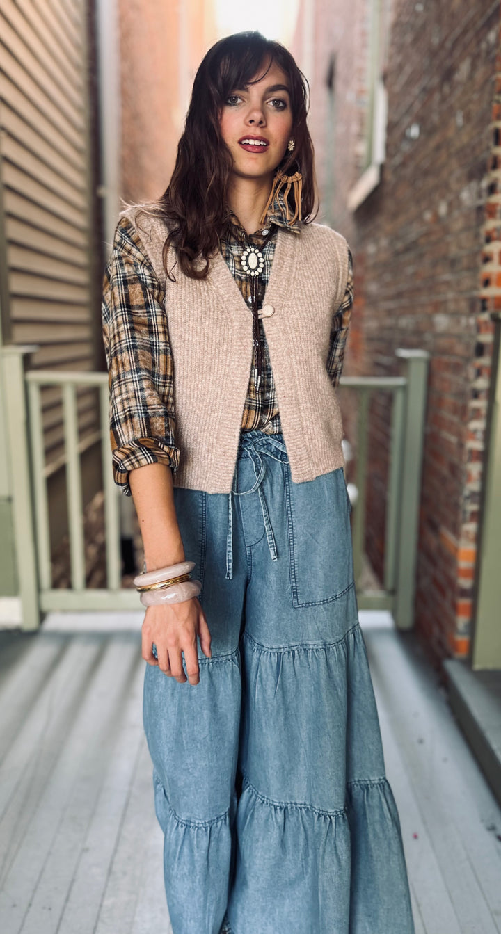 Cozy Up Oatmeal Knit Button Up Vest