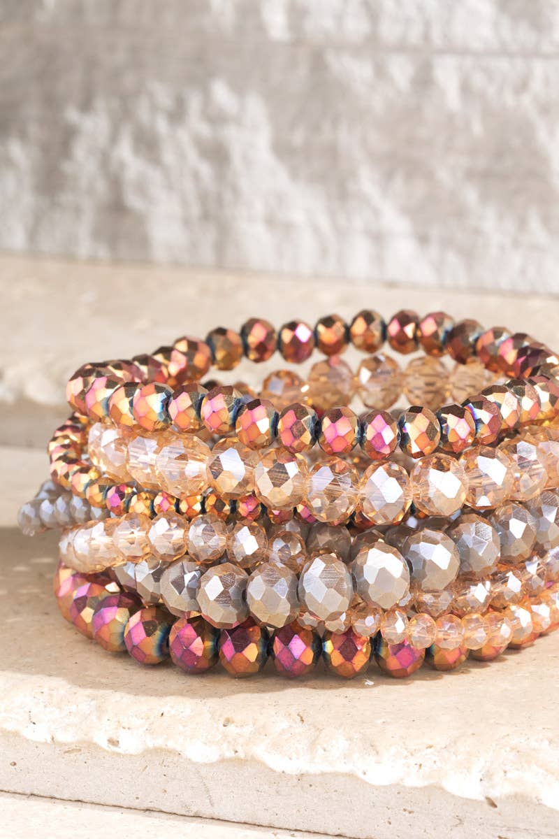 Glass Bead 9 Set Bracelet (4 Colors)