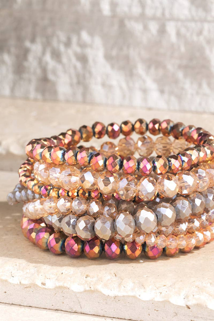 Glass Bead 9 Set Bracelet (4 Colors)