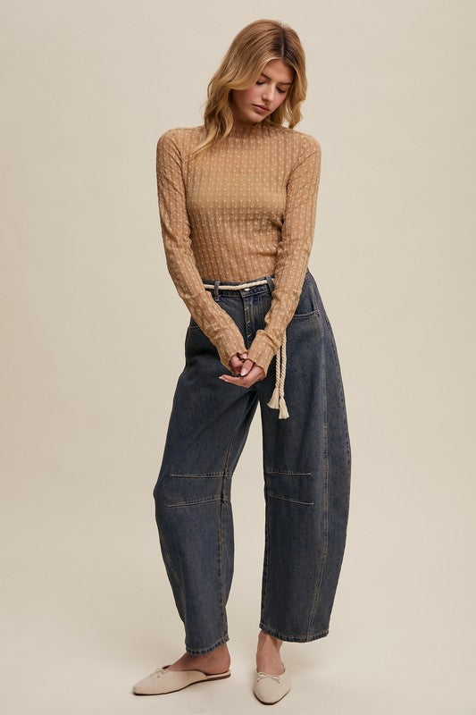 Shells Sheer Texture Top - Tan