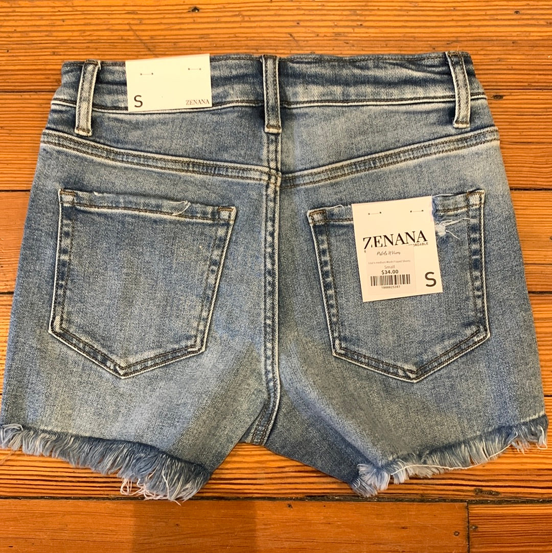 Lisa's medium Wash Frayed Shorts