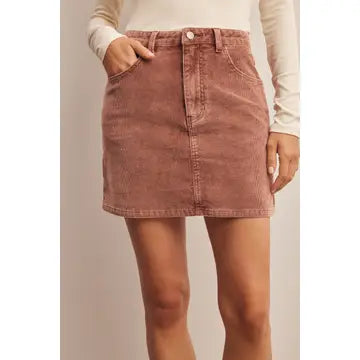 Dusty Terracotta Corduroy Mini Skirt